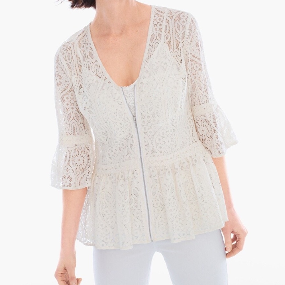 Chicos Black Label Lace Peplum Jacket.